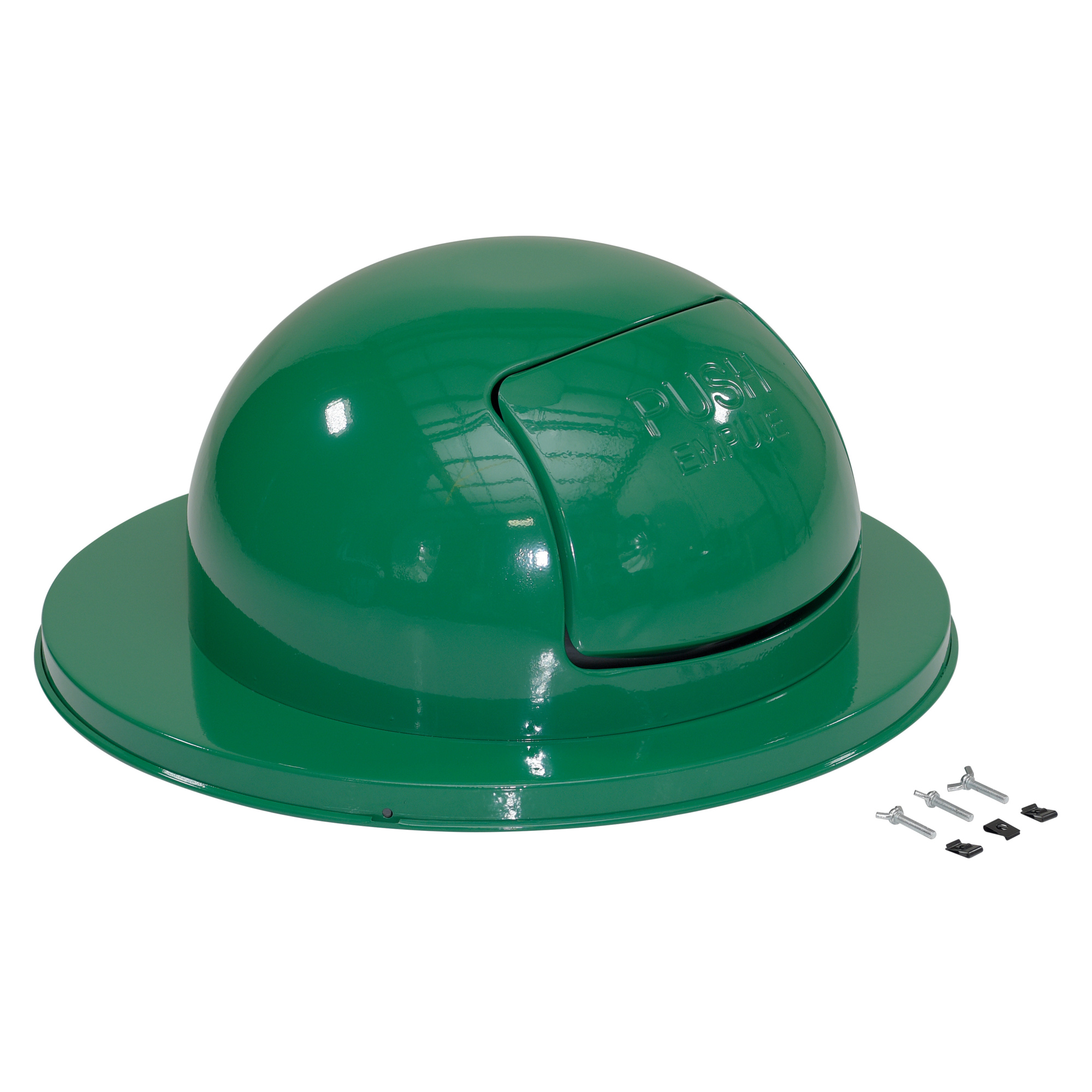 Vestil Steel Waste Disposal Top - Fits 55-Gal. Drums, Spring-Loaded Door, Powder-Coat Finish, Model# TRASH-TOP-GN
